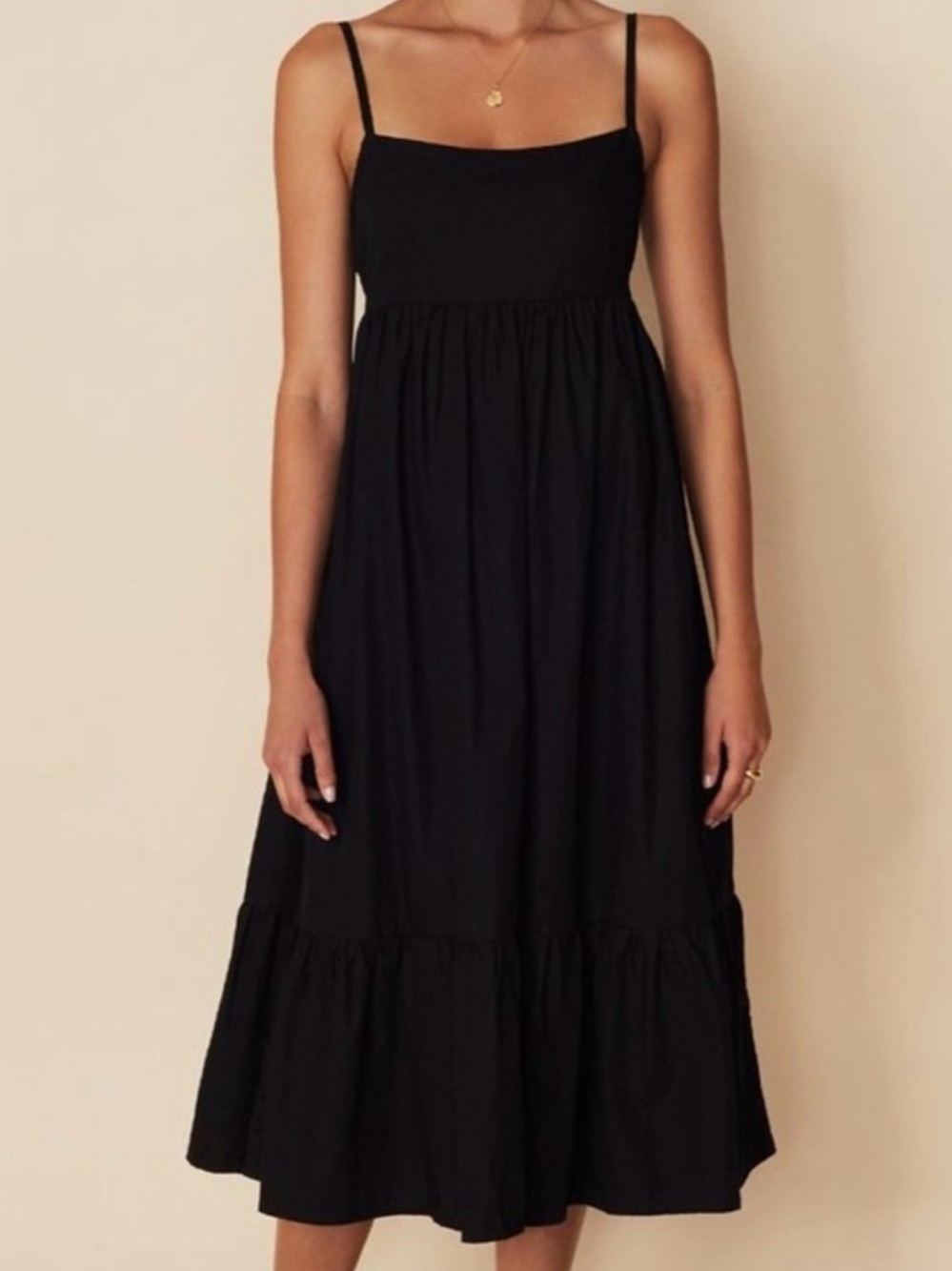 Faithfull the Brand Candace Midi Dress Black Spaghetti-Strap